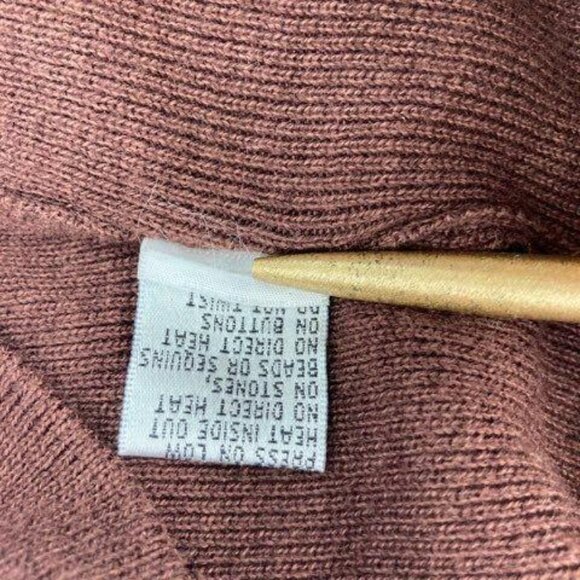 Vintage Just B Womens M Brown Front Button Sweater Floral Embroidery Collar - Picture 9 of 12